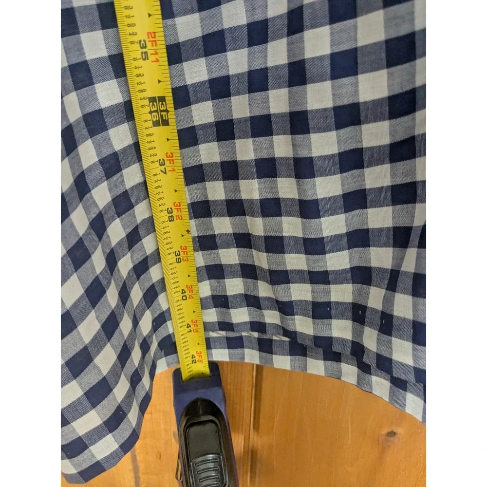 Vintage Handmade Mommy and Me Gingham Dress Set Navy Blue Cottagecore Matching